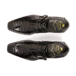 Harris Shoes 1913 Genuine Crocodile Single Buckle Shoes Nero