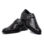 Harris Shoes 1913 Genuine Crocodile Single Buckle Shoes Nero
