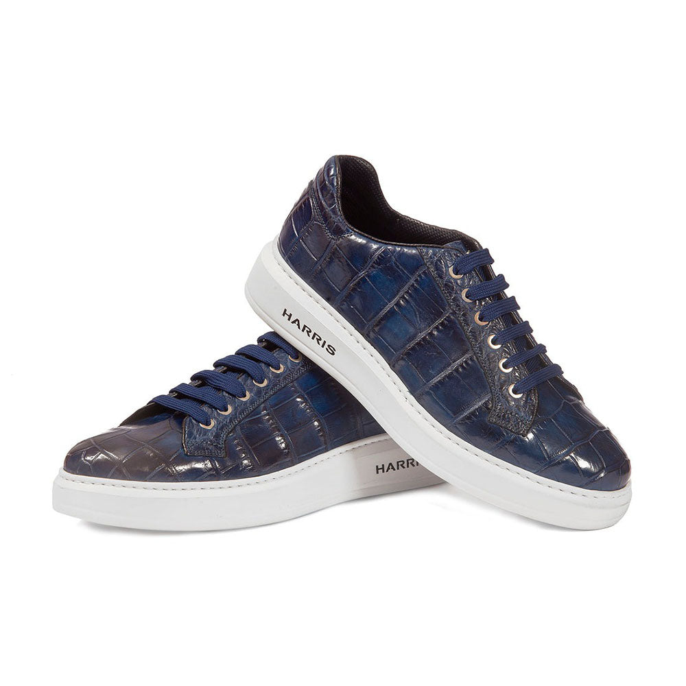 Harris Shoes 1913 Genuine Crocodile Sneakers Blu