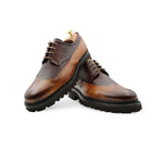 Harris Shoes 1913 Grained Leather Stringed Derby Marrone