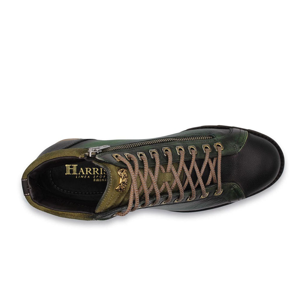 Harris Shoes 1913 Leather Ankle Boots Green/ Black