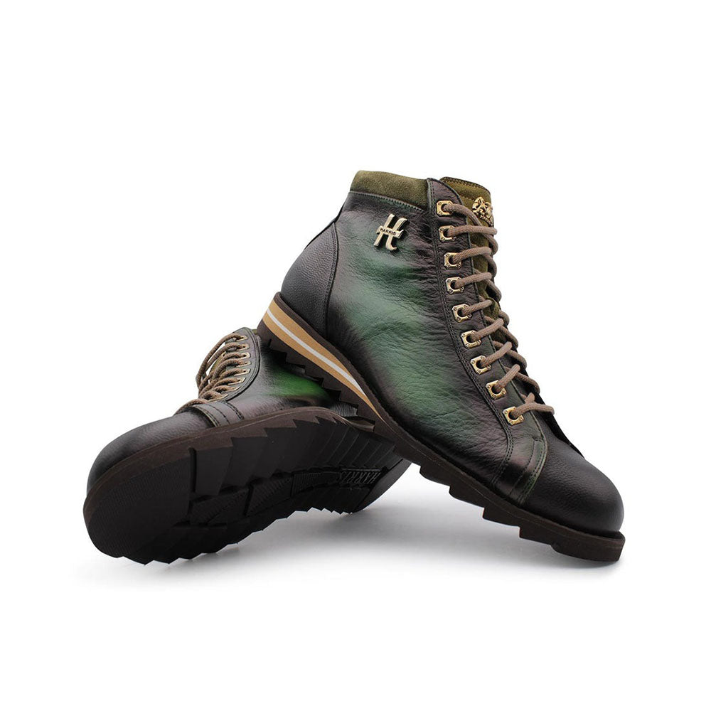 Harris Shoes 1913 Leather Ankle Boots Green/ Black