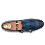 Harris Shoes 1913 Leather Double Monkstrap Loafers Blue