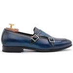 Harris Shoes 1913 Leather Double Monkstrap Loafers Blue