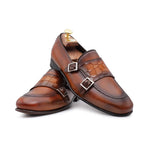 Harris Shoes 1913 Leather Double Monkstrap Loafers Marrone
