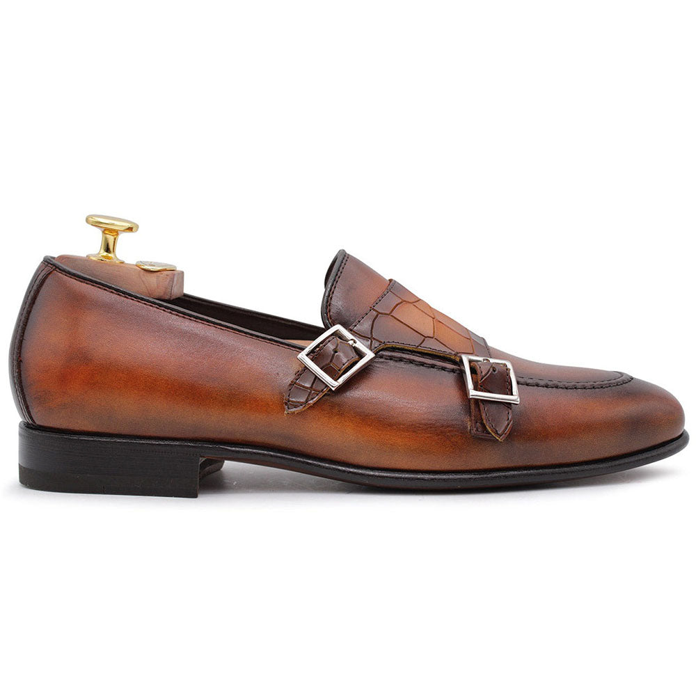 Harris Shoes 1913 Leather Double Monkstrap Loafers Marrone