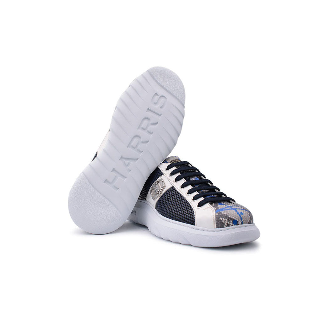 Harris Shoes 1913 Leather Low Top Sneakers Blue