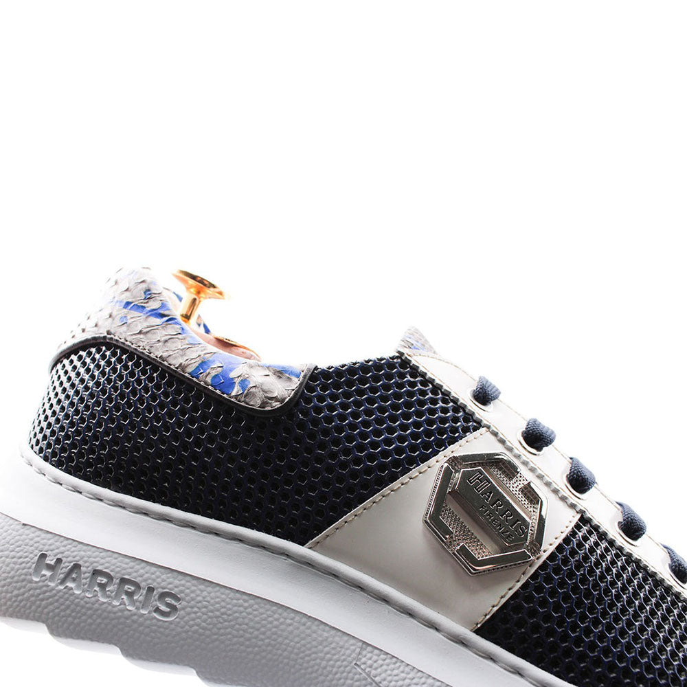 Harris Shoes 1913 Leather Low Top Sneakers Blue