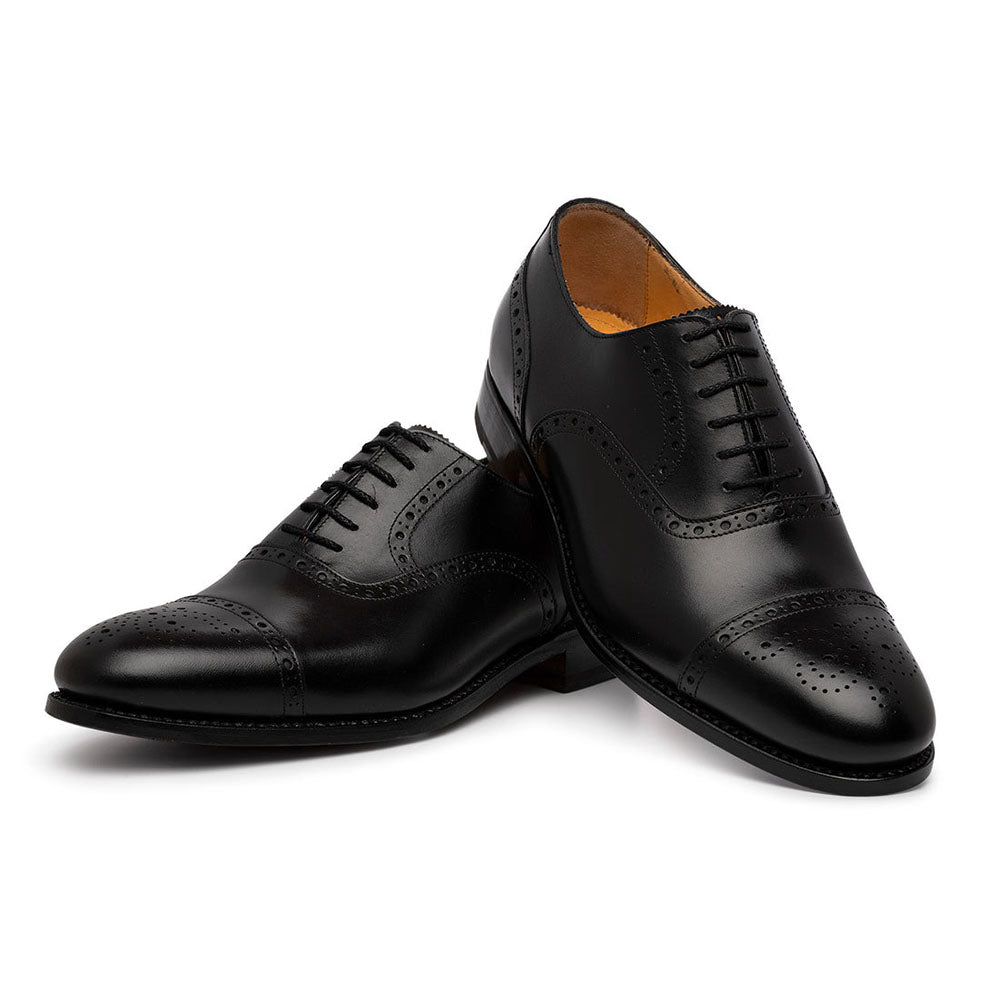 Harris Shoes 1913 Leather Stringed Cap Toe Shoes Nero