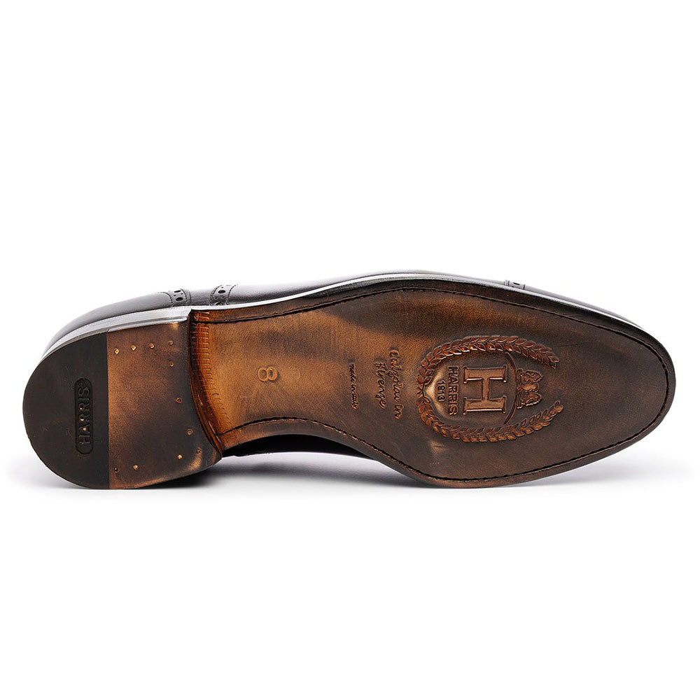 Harris Shoes 1913 Leather Stringed Cap Toe Shoes Nero