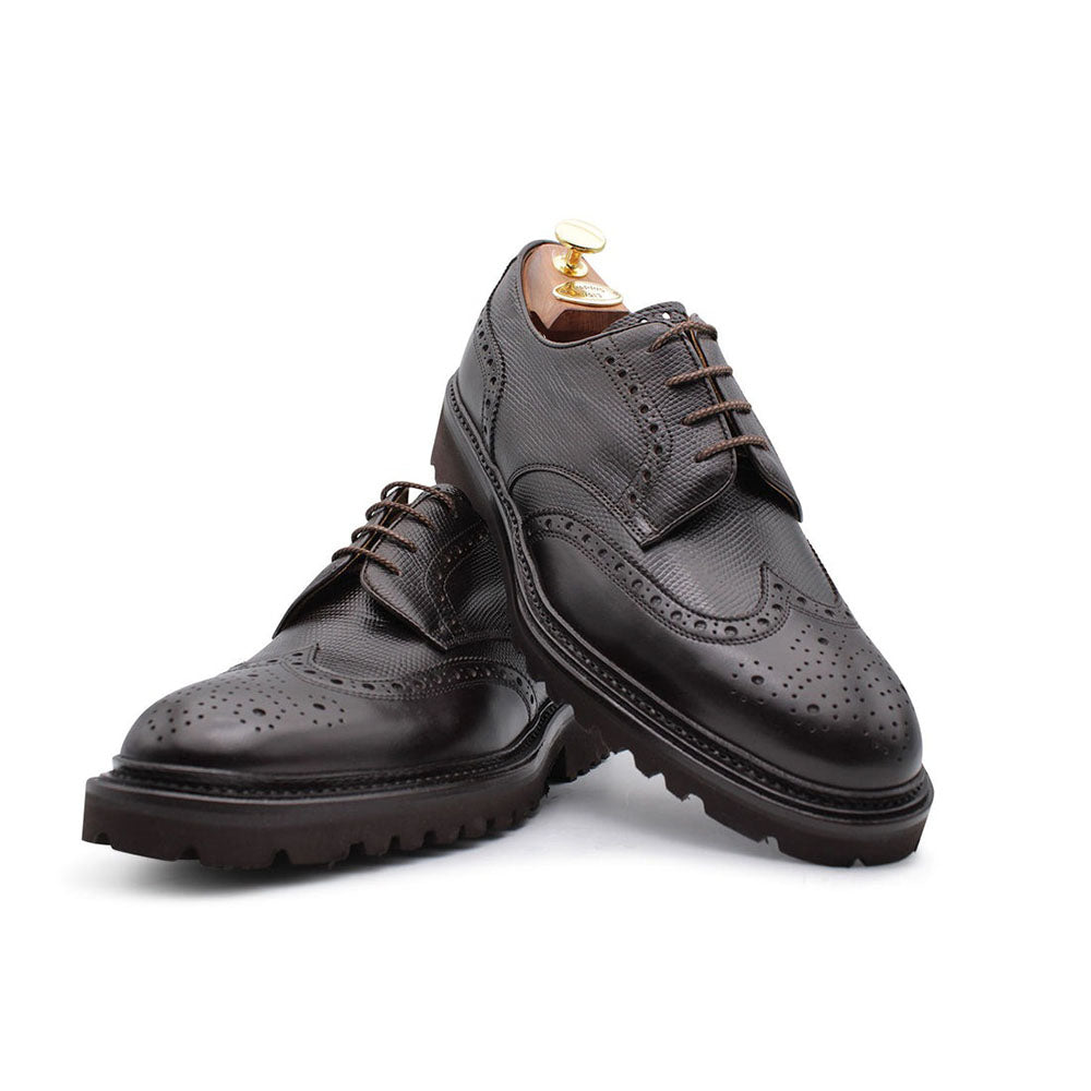 Harris Shoes 1913 Leather Stringed Wingtip Oxfords Brown