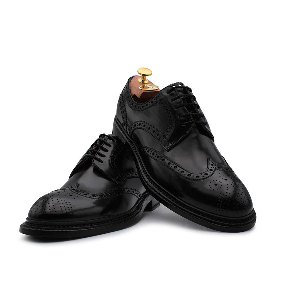 Harris Shoes 1913 Leather Stringed Wingtip Shoes Black