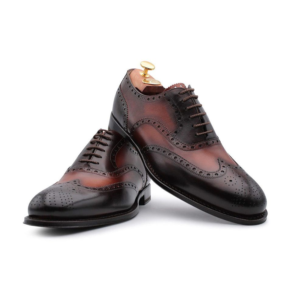 Harris Shoes 1913 Leather Stringed Wingtip Shoes Burgundy