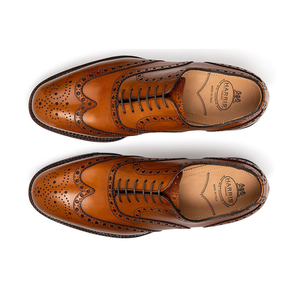 Harris Shoes 1913 Leather Stringed Wingtip Shoes Cognac