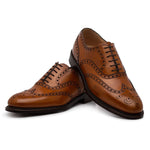 Harris Shoes 1913 Leather Stringed Wingtip Shoes Cognac