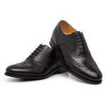 Harris Shoes 1913 Leather Stringed Wingtip Shoes Nero