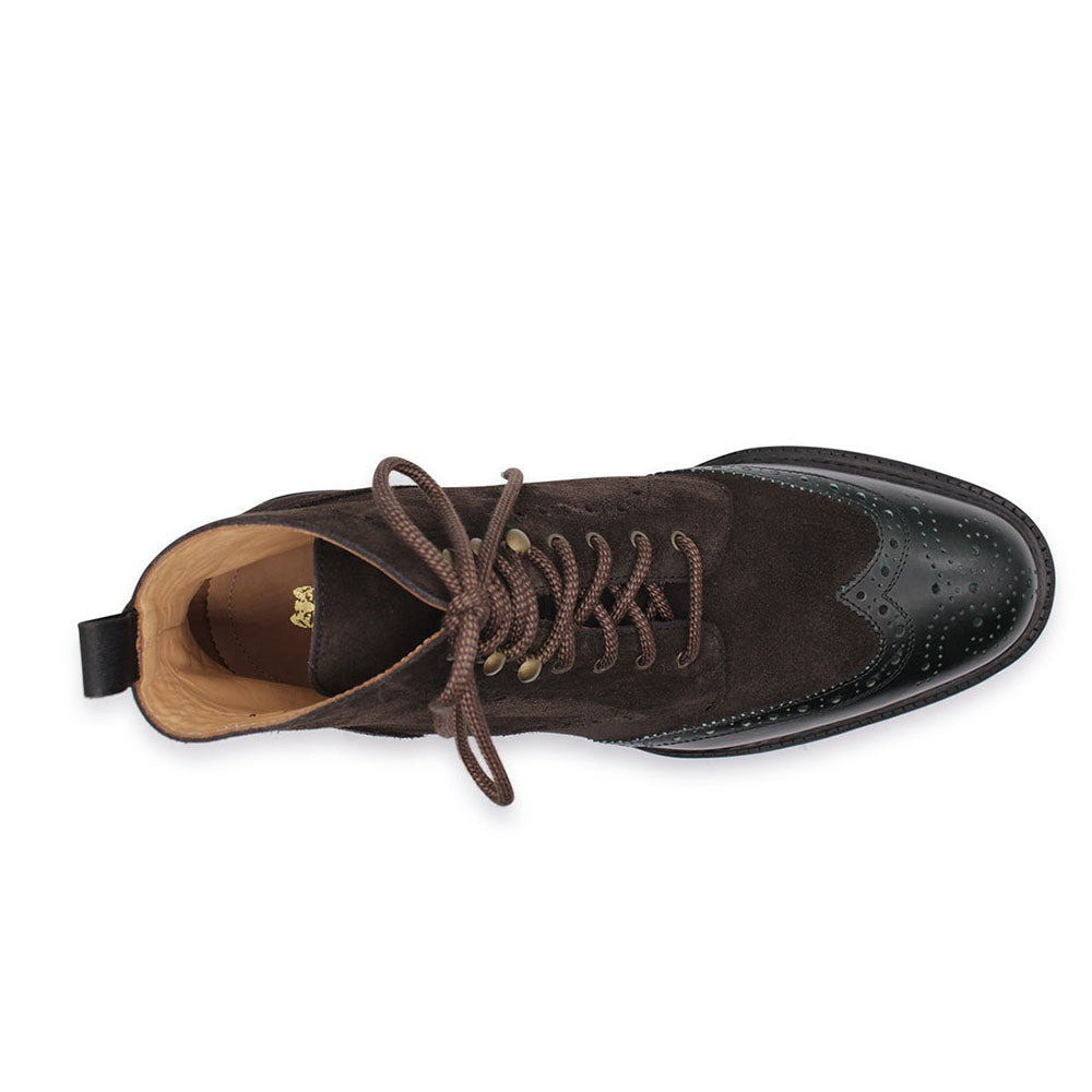 Harris Shoes 1913 Leather/ Suede Wingtip Boots Brown