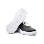 Harris Shoes 1913 Monogram Print Calfskin Leather Sneakers Black