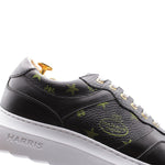Harris Shoes 1913 Monogram Print Calfskin Leather Sneakers Black