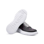 Harris Shoes 1913 Monogram Print Calfskin Leather Sneakers Black/ Pink