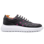 Harris Shoes 1913 Monogram Print Calfskin Leather Sneakers Black/ Pink