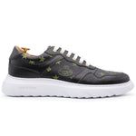 Harris Shoes 1913 Monogram Print Calfskin Leather Sneakers Black