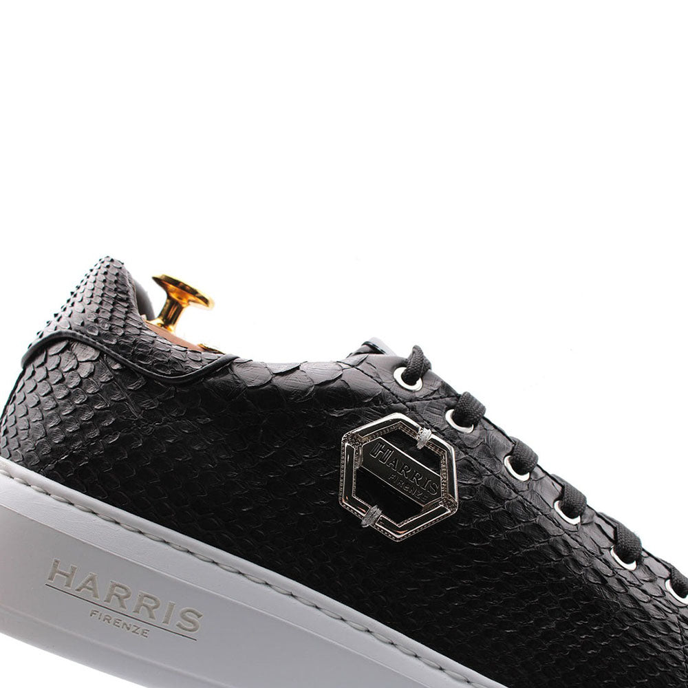 Harris Shoes 1913 Natural Python Leather Sneakers Nero