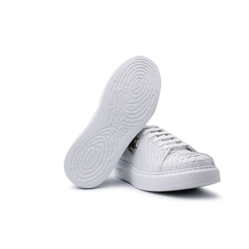 Harris Shoes 1913 Natural Python Leather Sneakers White