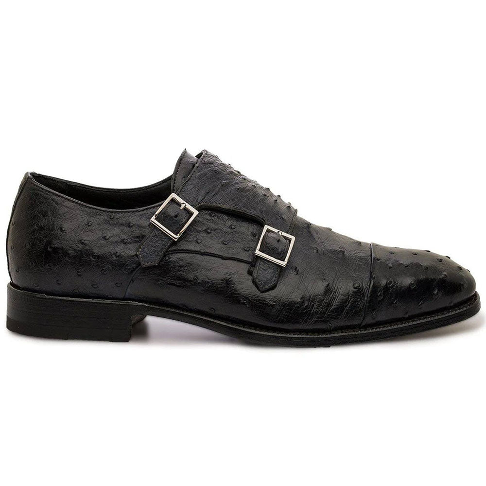 Harris Shoes 1913 Ostrich Leather Shoes Double Monkstrap Shoes Nero