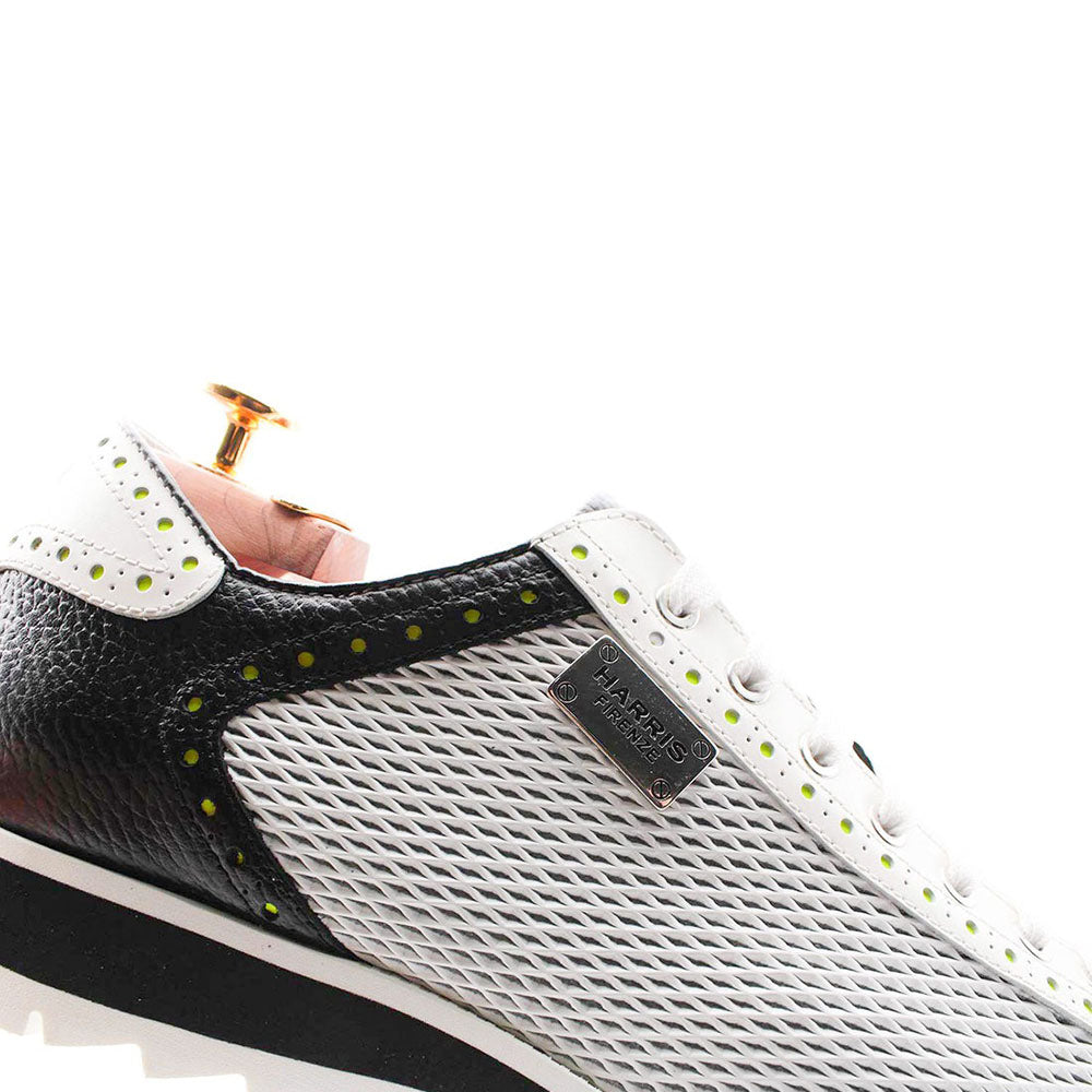 Harris Shoes 1913 Perforated Suede Sneakers White