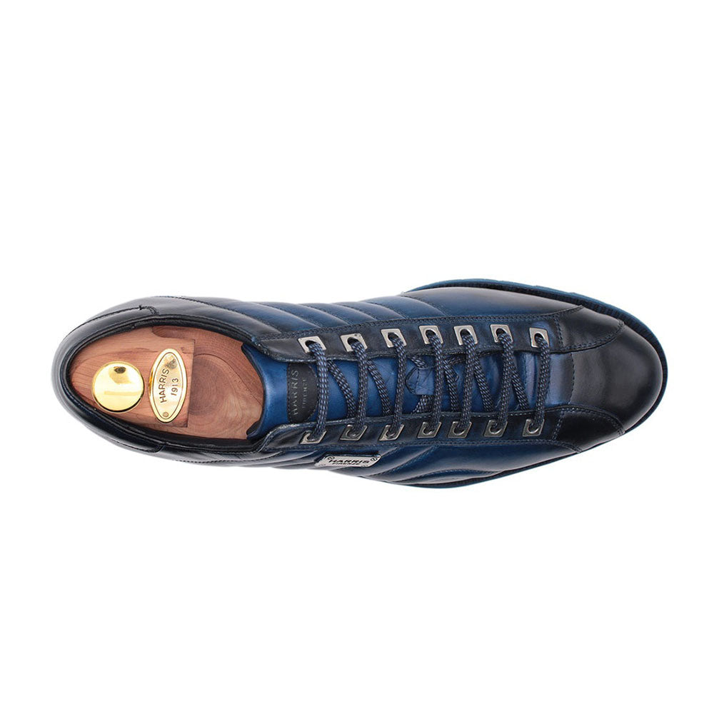 Harris Shoes 1913 Quilted Leather Sneakers Blue