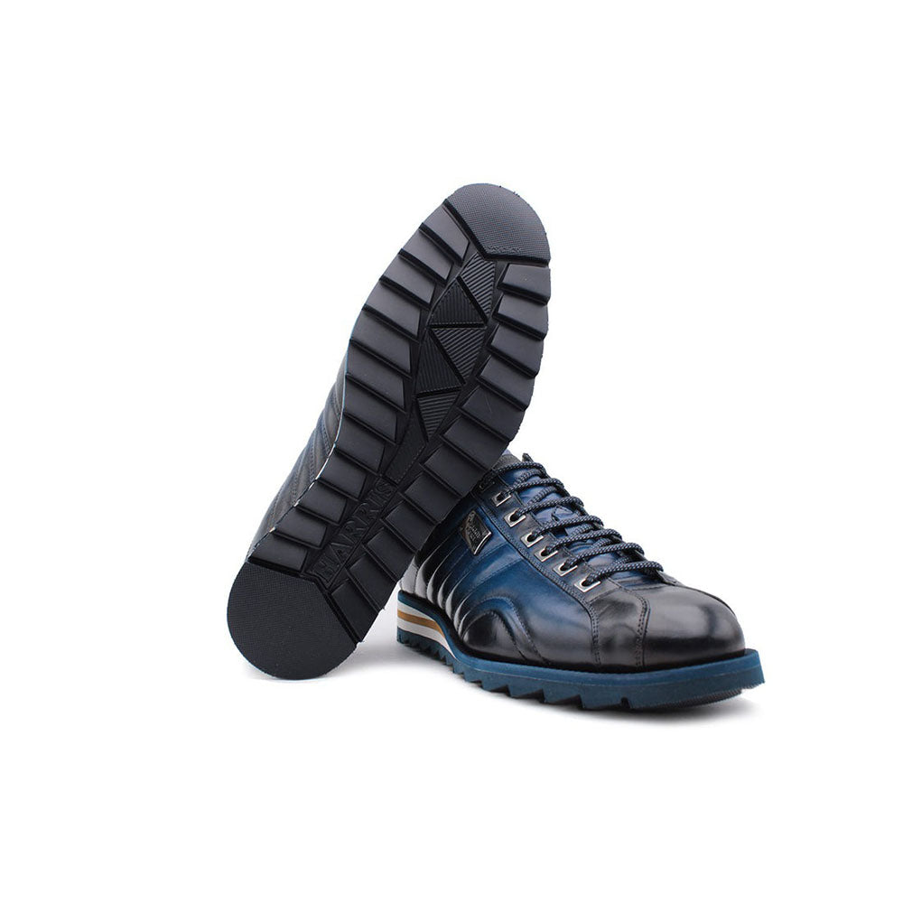 Harris Shoes 1913 Quilted Leather Sneakers Blue