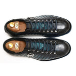 Harris Shoes 1913 Quilted Leather Sneakers Blue