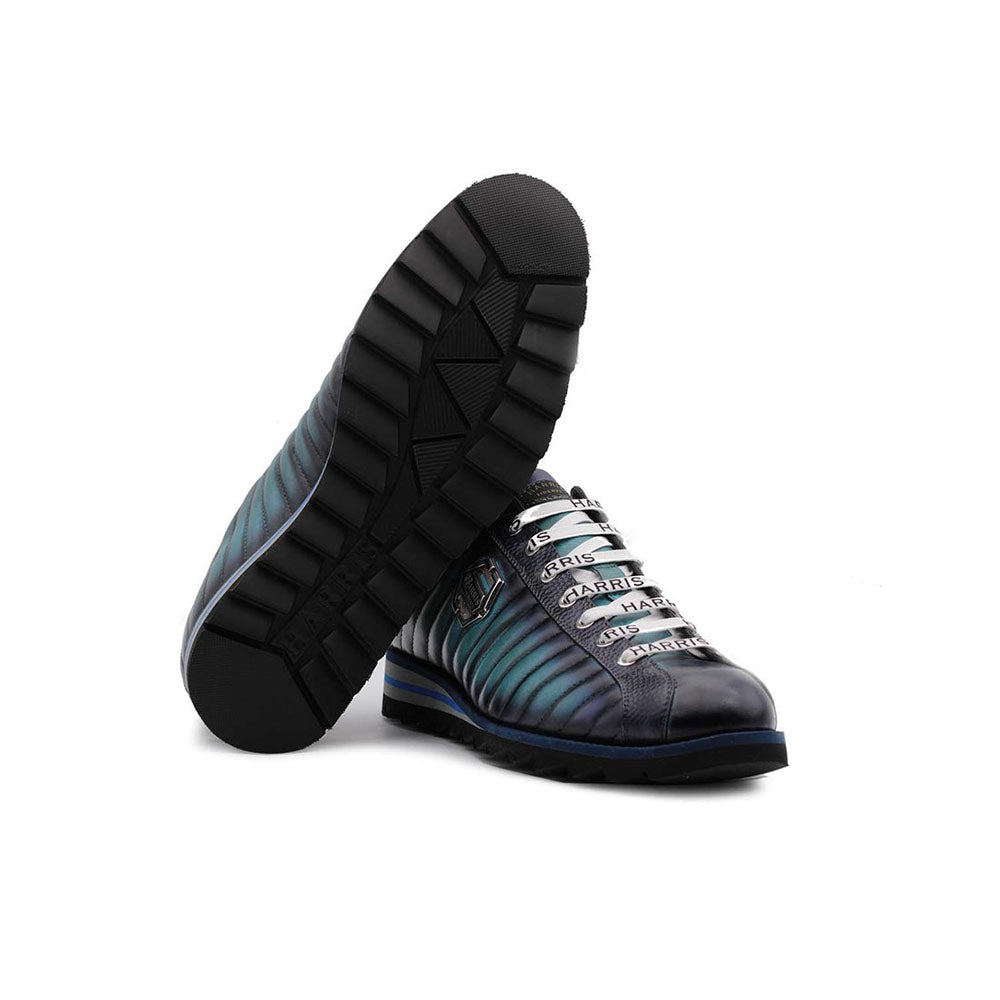 Harris Shoes 1913 Quilted Leather Sneakers Light Blue