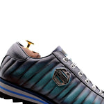 Harris Shoes 1913 Quilted Leather Sneakers Light Blue