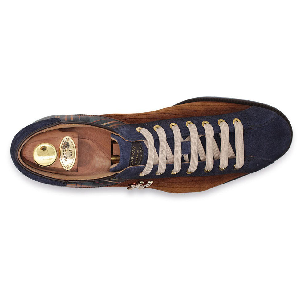 Harris Shoes 1913 Quilted Suede/ Calfskin Leather Sneakers Brown