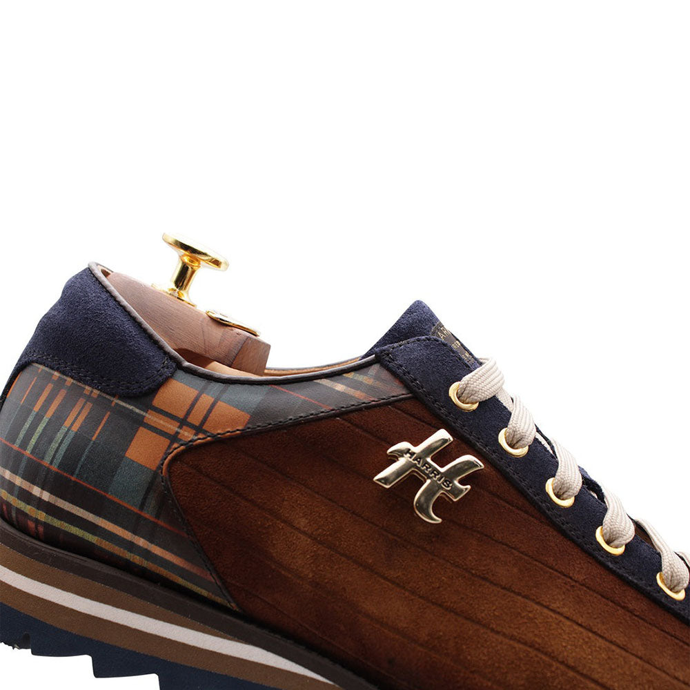 Harris Shoes 1913 Quilted Suede/ Calfskin Leather Sneakers Brown
