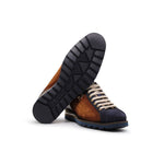 Harris Shoes 1913 Quilted Suede/ Calfskin Leather Sneakers Brown