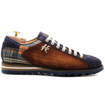 Harris Shoes 1913 Quilted Suede/ Calfskin Leather Sneakers Brown