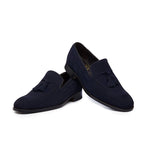 Harris Shoes 1913 Suede Tassel Moccasin Blu