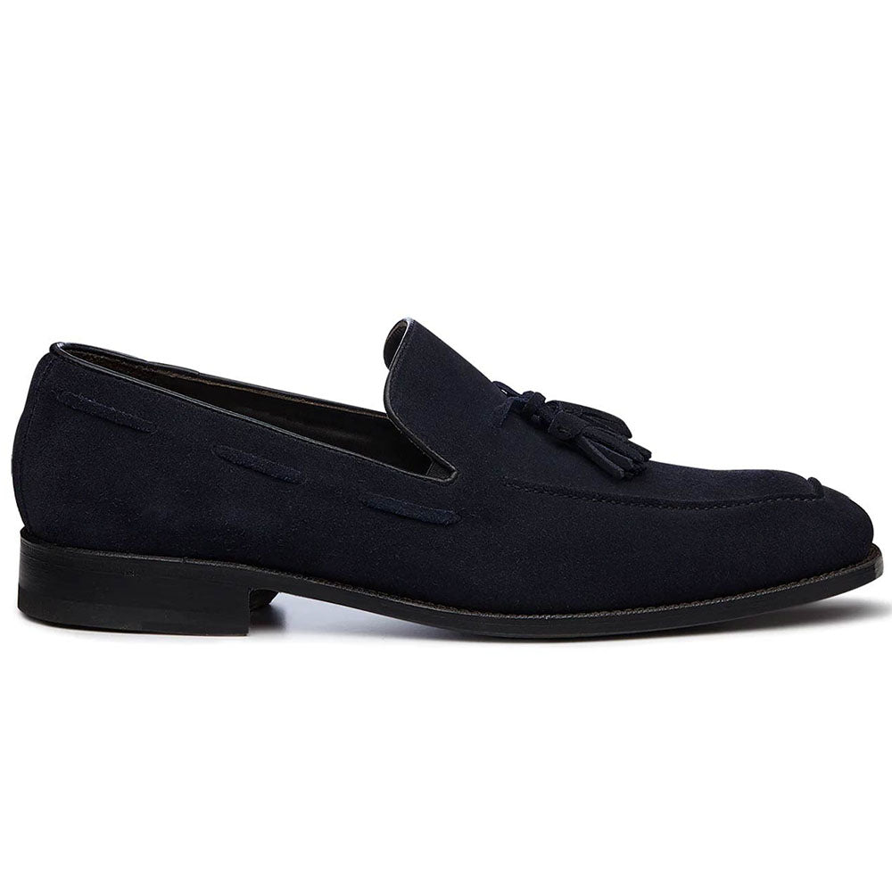 Harris Shoes 1913 Suede Tassel Moccasin Blu