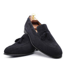 Harris Shoes 1913 Suede Tassel Moccasin Blue