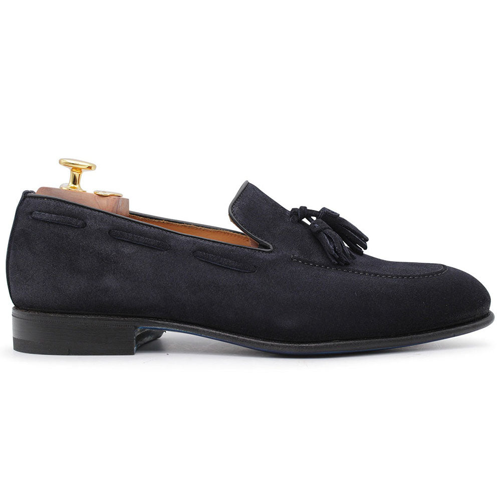 Harris Shoes 1913 Suede Tassel Moccasin Blue