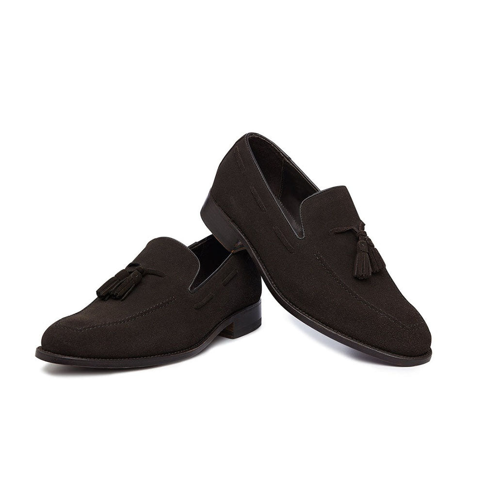 Harris Shoes 1913 Suede Tassel Moccasin Marrone