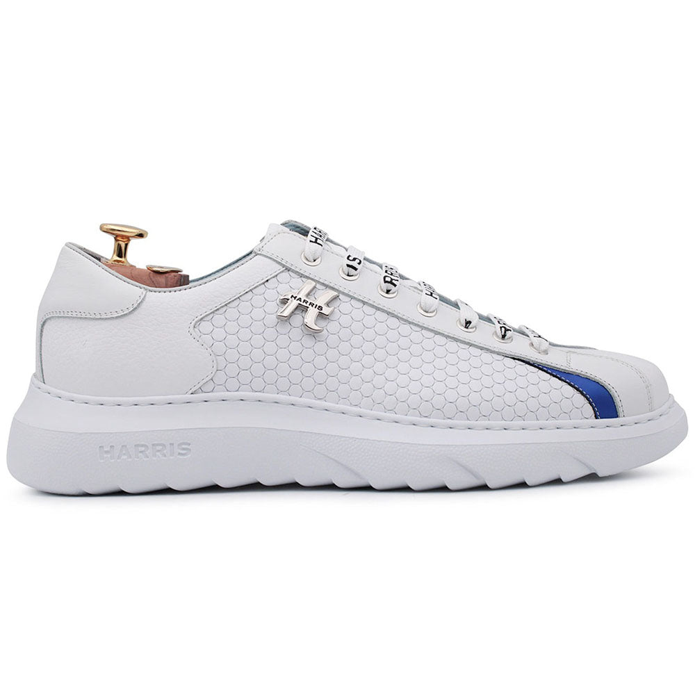 Harris Shoes 1913 Textured Leather Sneakers White