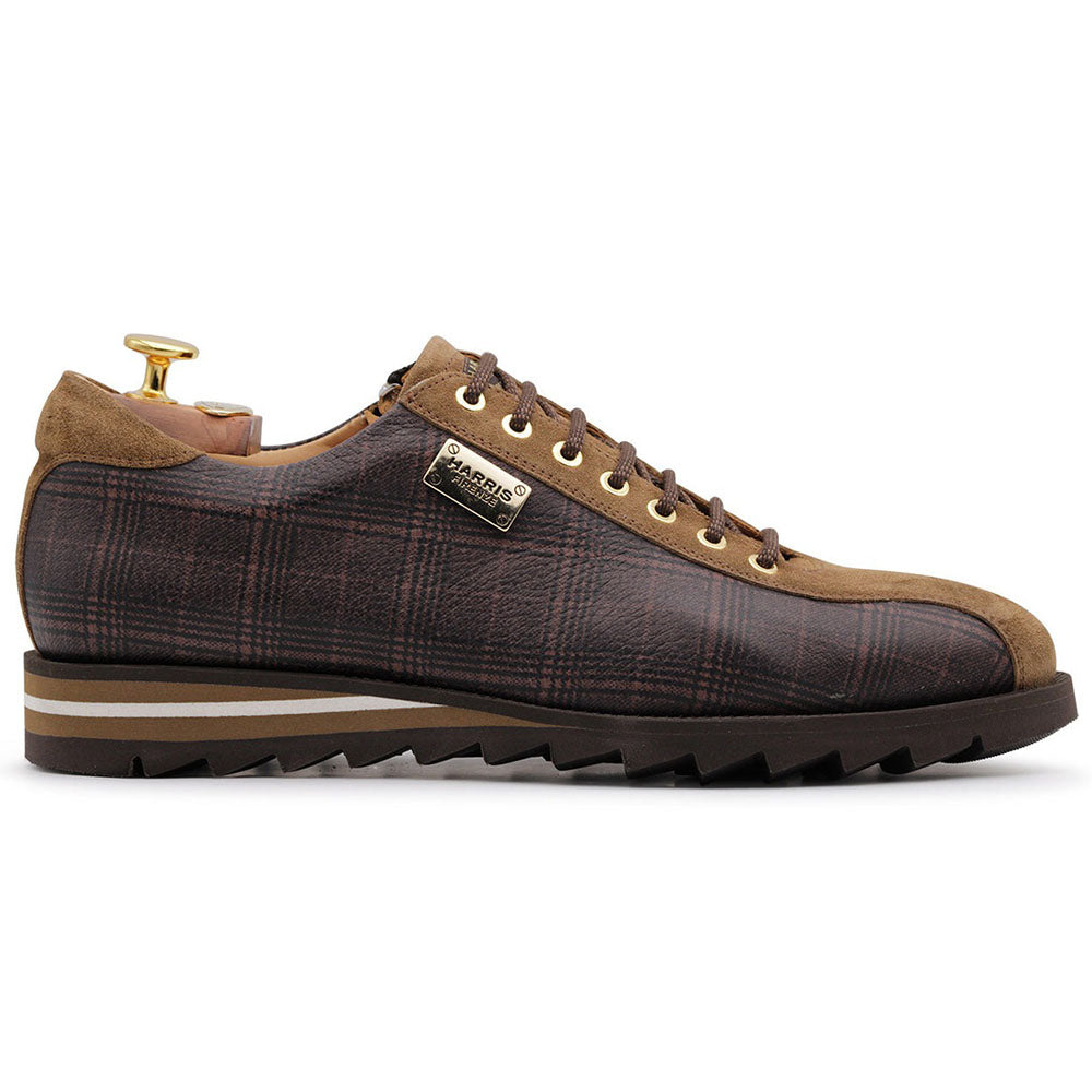 Harris Shoes 1913 Tweed Print Leather Sneakers Brown