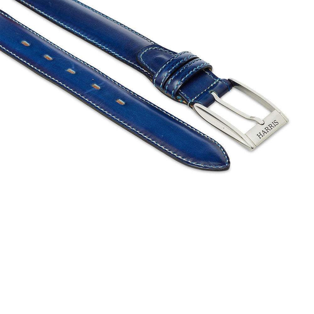 Harris Shoes 1913 Veal Leather Belt Azurro