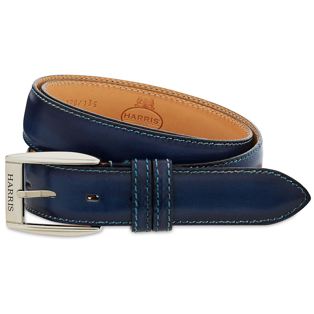 Harris Shoes 1913 Veal Leather Belt Azurro