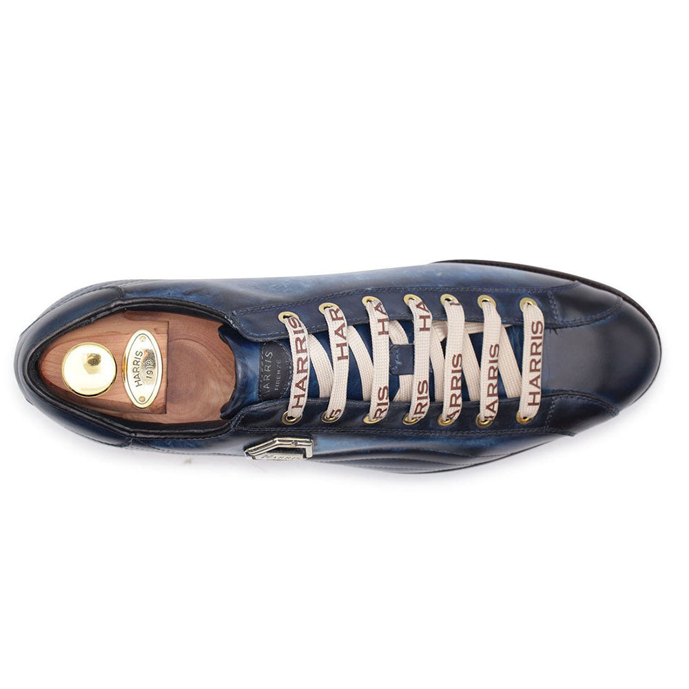 Harris Shoes 1913 Wave Quilted Calfskin Sneakers Blue