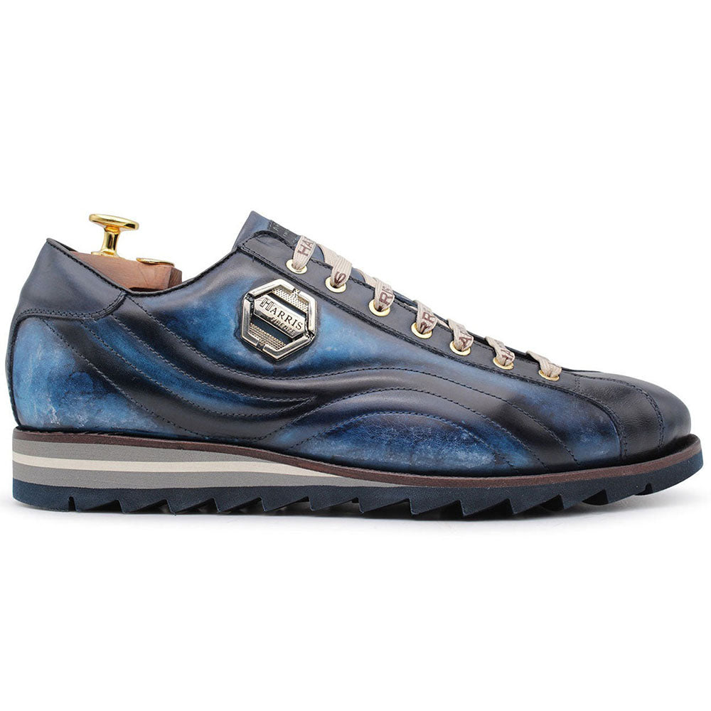 Harris Shoes 1913 Wave Quilted Calfskin Sneakers Blue